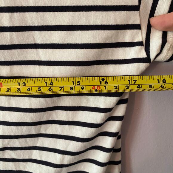 Boden Black White Stripe Boatneck Short Sleeve Shirt Cotton Blend Women's size 6 - Picture 7 of 9